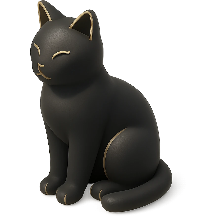 a cat sitting in 3D black style emoji