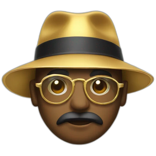 trum with hat and gold glasses only face emoji