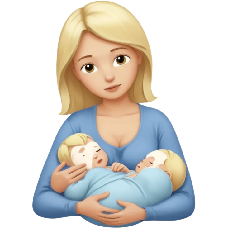 Blondynka karmi piersią małego chłopca emoji