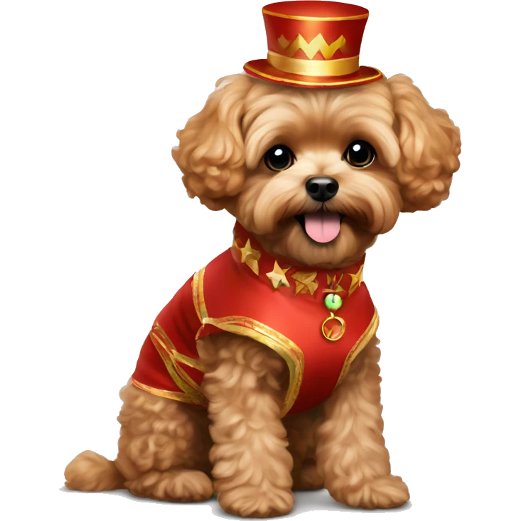 Red Maltipoo in new year costume  emoji