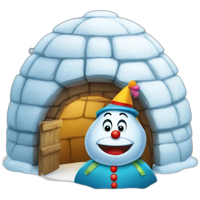 igloo with clown  emoji