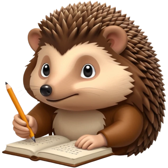 hedgehog writing poetry emoji