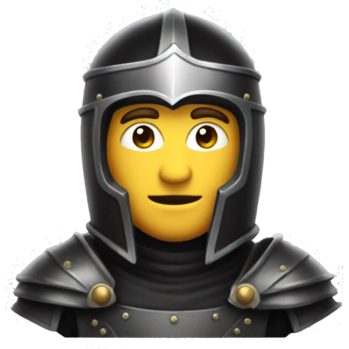 A stylish male in a knight black helmet with a face and body emoji