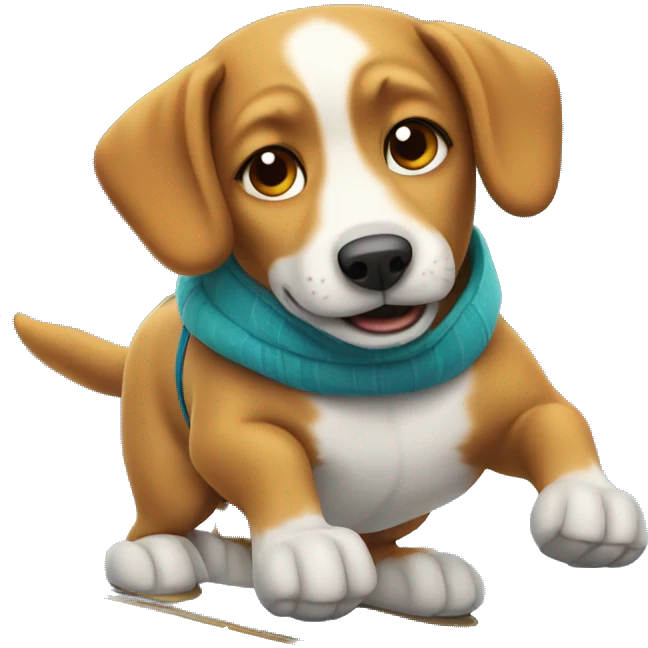 Dog snowboarding  emoji