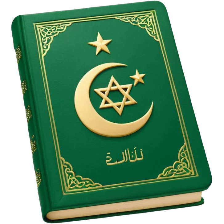 Closed Quran with the Islamic Symbol on it (moon and star) green emoji
