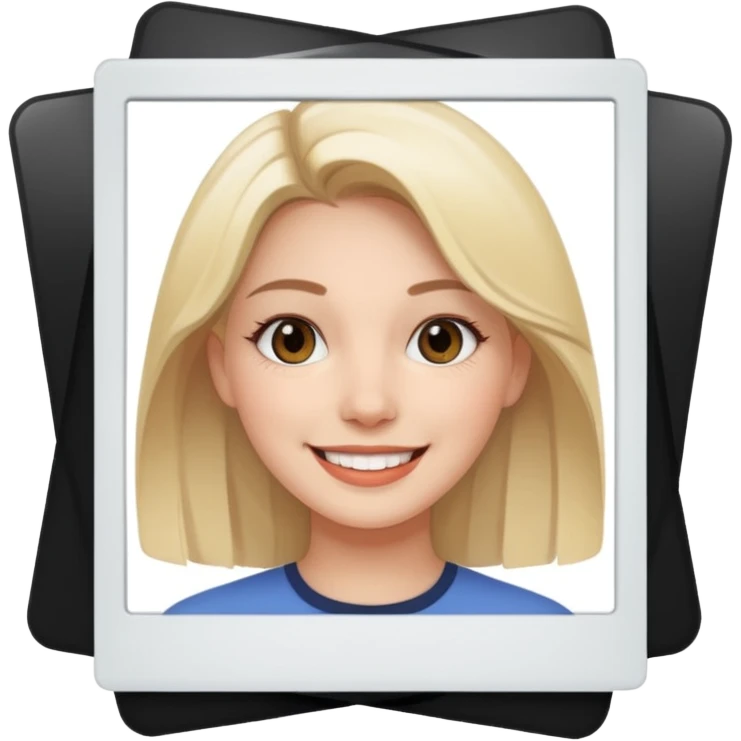 Few White Polaroid frame with female face emoji