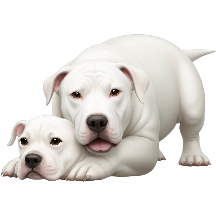 White beluga whale with a white pitbull on top ofnit emoji