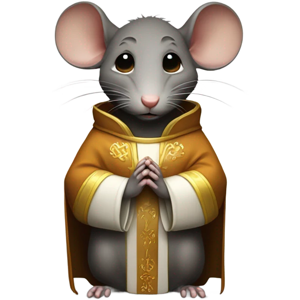Praying antropomorphic rat dressed as a priest. emoji