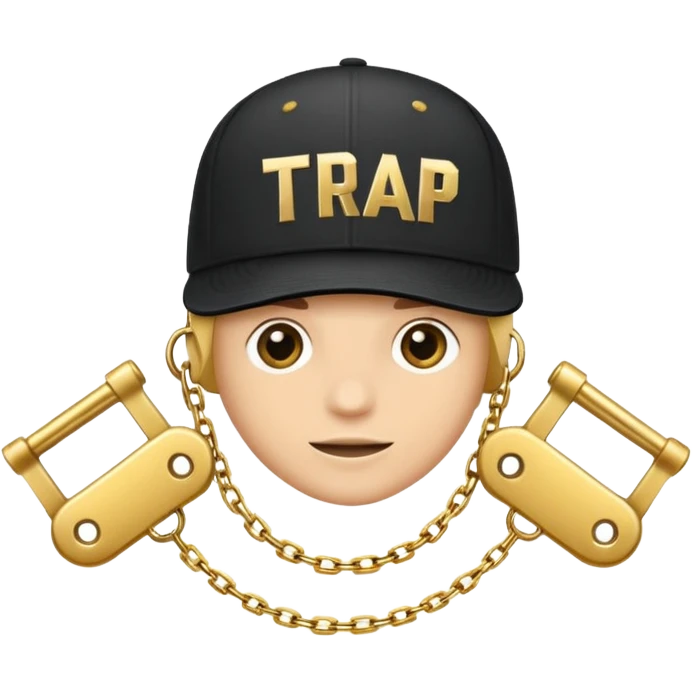 logo for 'Trap Capos' with urban letters, modern style, details of cap and chains emoji