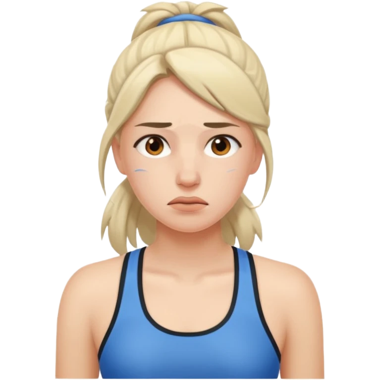 피곤해보이는, 운동복 입은 여자 emoji