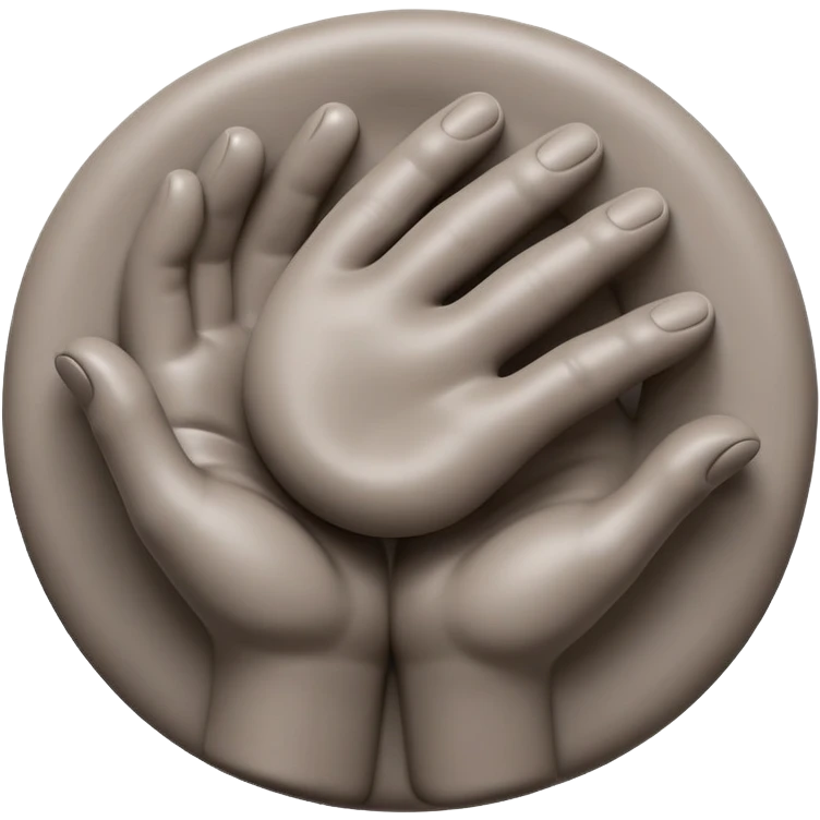 single hand with curved fingers hugging the side of a clay blob on a silver pottery wheel emoji