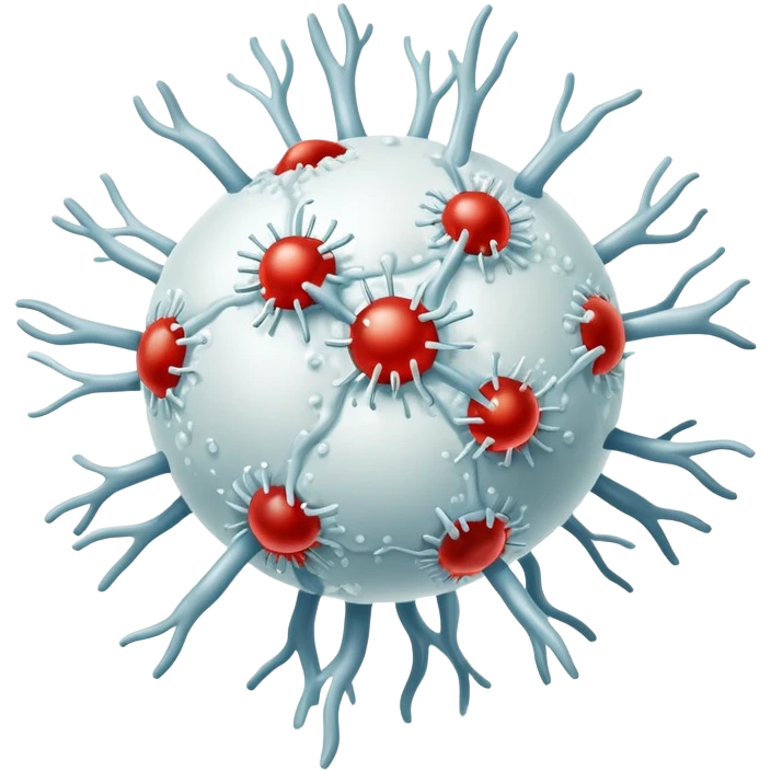 Immune system with white blood cells fighting virus emoji