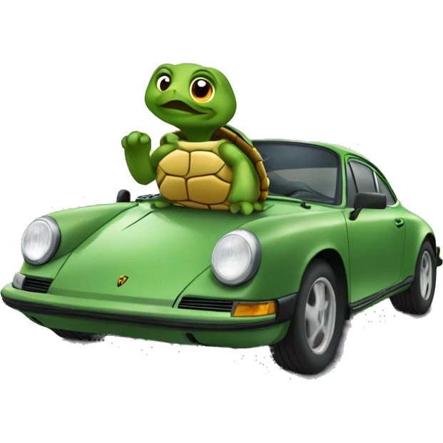 Turtle driving a Porsche emoji