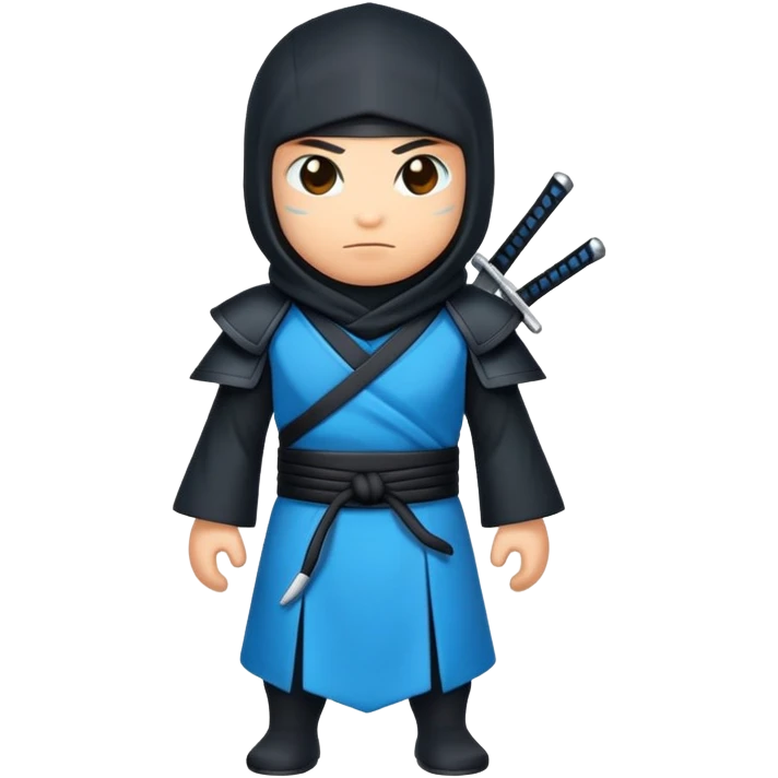 Crea un emoji para usar en WhatsApp con estos dos emoji 🥷🏻🦋.
Ninja vestido de negro con la piel blanca con una mariposa azul posada en su hombro izquierdo como si estuviera volando. emoji