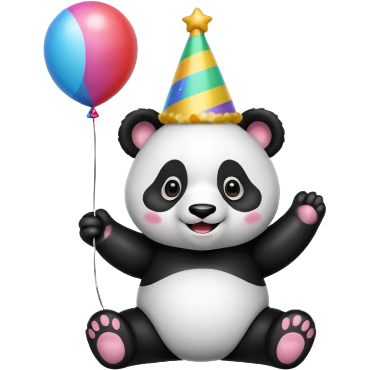 Panda with party hat and balloon emoji