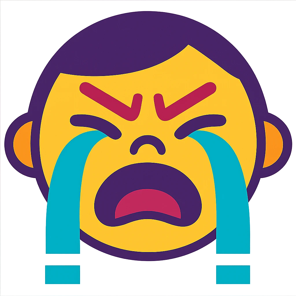 crying face, vibrant toon style emoji