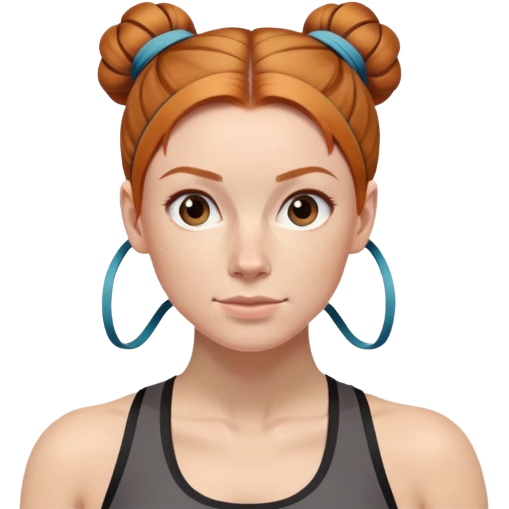 Ginger gym girl low bun brown athleisure resistance bands workout emoji