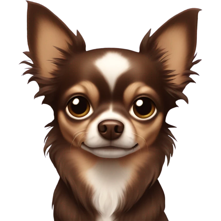 Long haired dark chocolate brown chihuahua  emoji