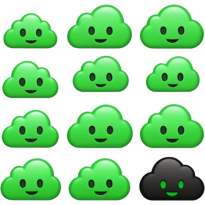 need a perfect emoji pack set for a decentralized infrastructure project for cloud depin etc in web3 crypto black and green neon emoji