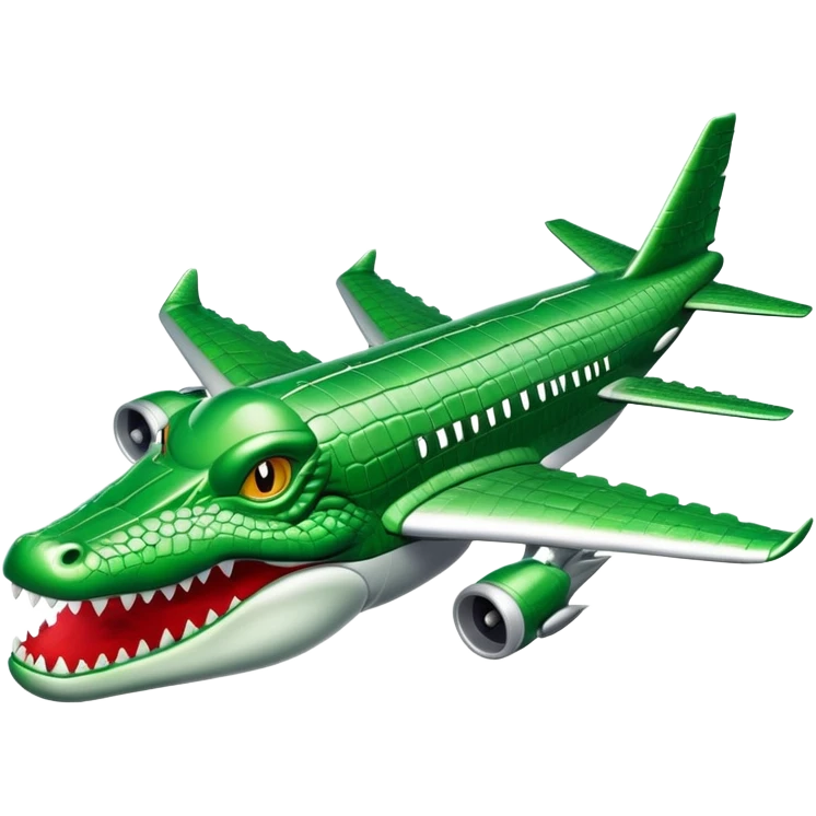 Generate a plane whith a crocodile head emoji