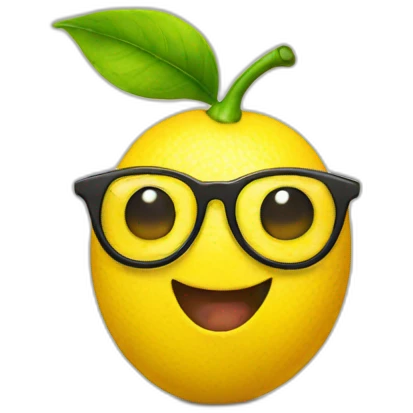 Happy Lemon with nerd glasses emoji