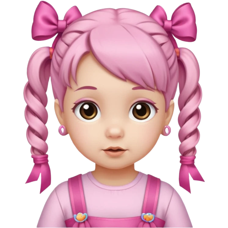 a baby girl with two ponytails and pink ribbons emoji