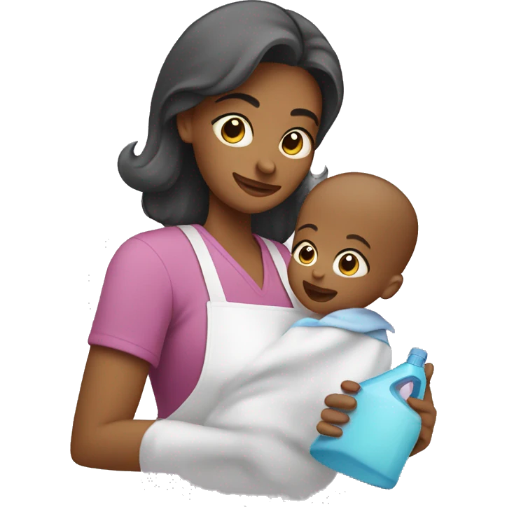 Mom cleaning the baby emoji