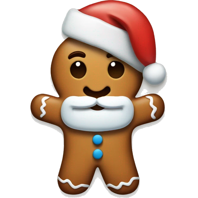Gingerbread man with Santa hat emoji