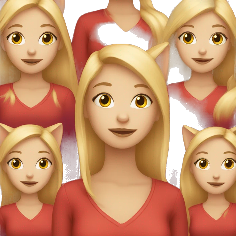 blonde girl with red cat emoji
