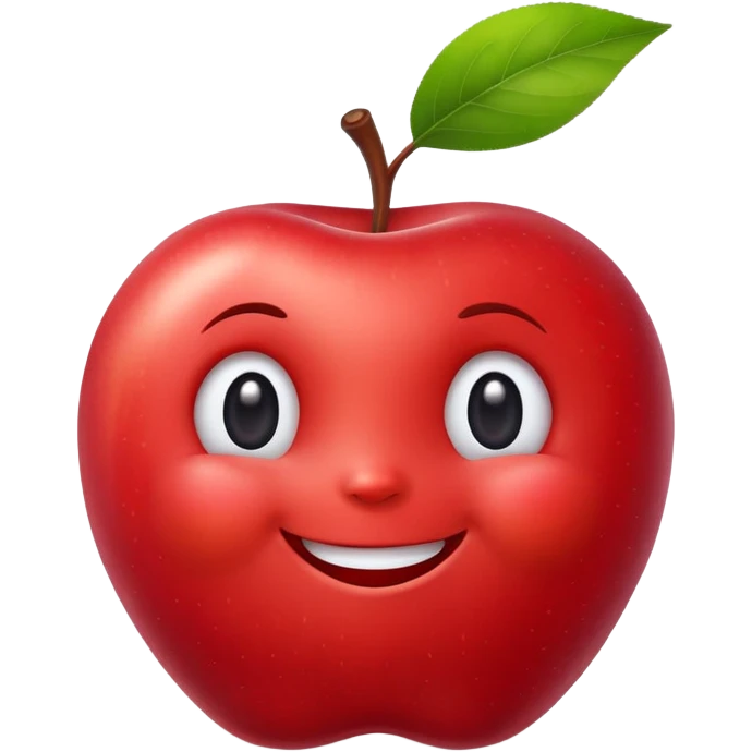 A smiling cartoon apple character named Elma with cute face and little arms emoji