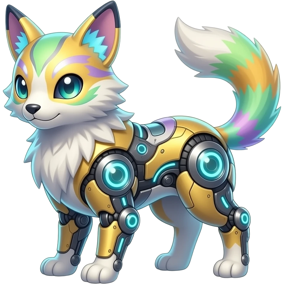 Shiny exotic animalistic feral Colorful glowing glossy smooth soft silky Futuristic Cyber-Vernid-Trico-Meloetta-Latias-Koraidon-Peppercat-Protogen-Pokémon-Digimon-Fakémon-fusion-hybrid-creature emoji