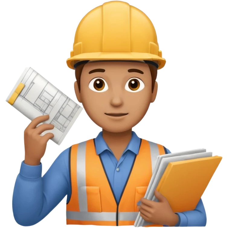 thinking construction worker that holds architecture plan emoji