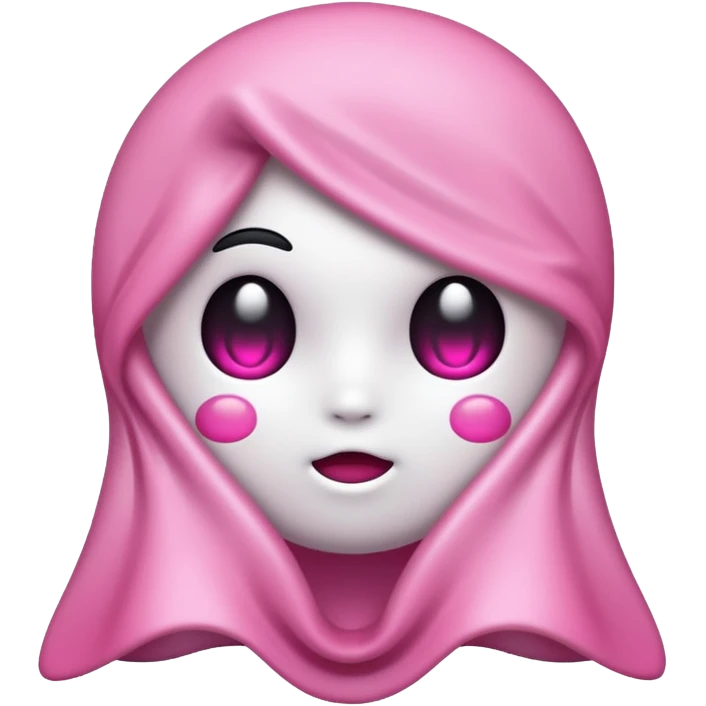 fantasma cute con lazo rosa emoji