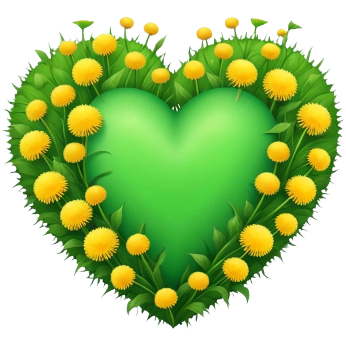 green heart with dandelions inside emoji