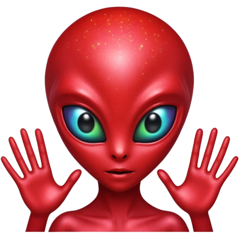 red glitter alien emoji