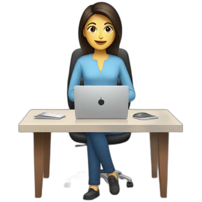 brunette woman using computer emoji