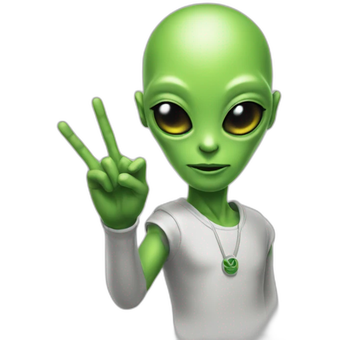 alien + peace hand sign emoji