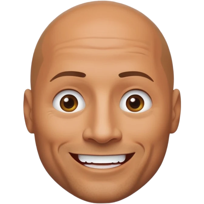 Minimalist Dwayne Johnson emoji, apple style, bald, big smile, expressive eyes emoji
