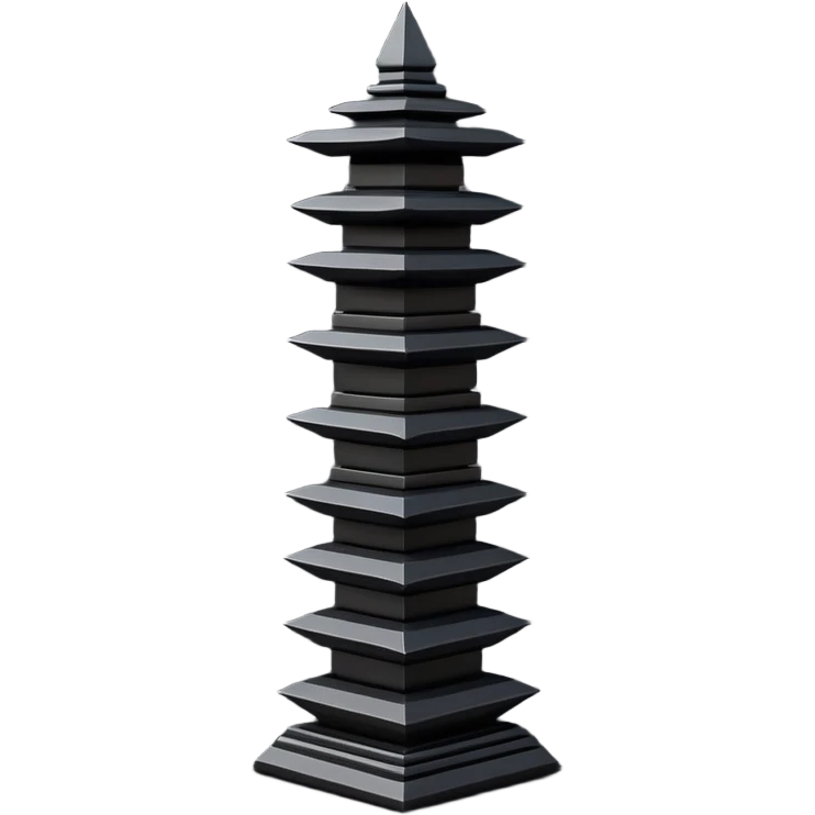 Minimal emoji, avant-garde gothic fashion totem made of stacked black metal elements, “FORTUNA” engraved vertically, editorial runway object aesthetic, heavy sculptural design, no glow, no neon, flat emoji style, centered, transparent background emoji