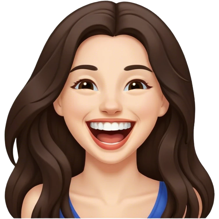 Brunette with long hair laughing emoji