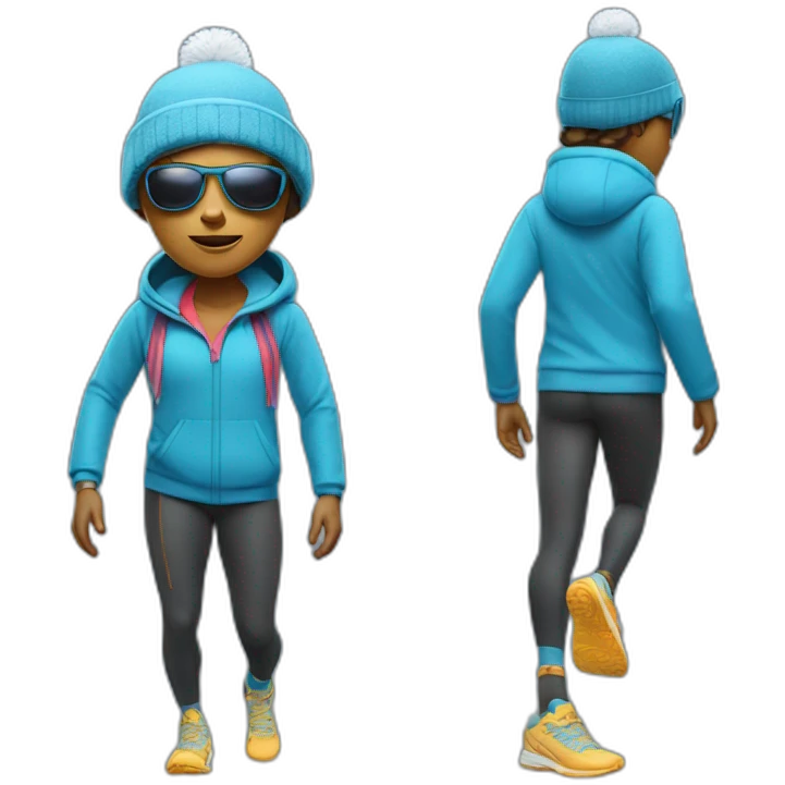 an exhausted runner wearing sunglasses a cap and winter shoes emoji