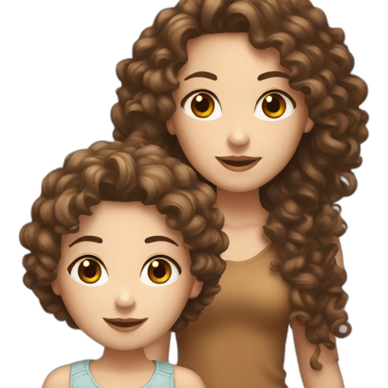 girl whit brown curly hair and white skin and with her black girl friend emoji