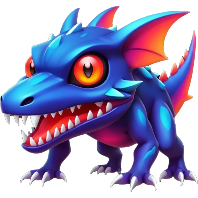 Dark bright neon colorful edgy exotic Fakémon-Pokémon-Vernid-creature emoji