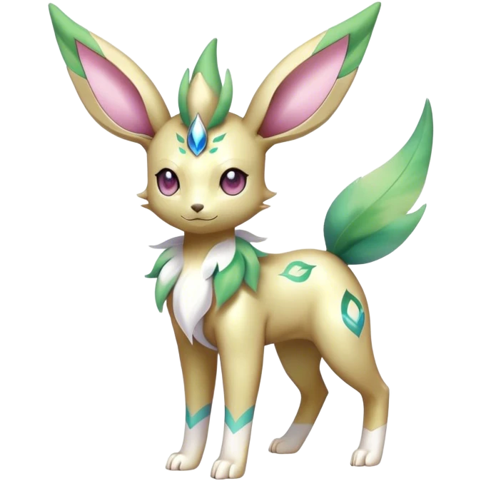 Shiny Cool Sparkly Cute Ethereal Leafeon-Sylveon-Fakemon-hybrid-fusion- full body emoji