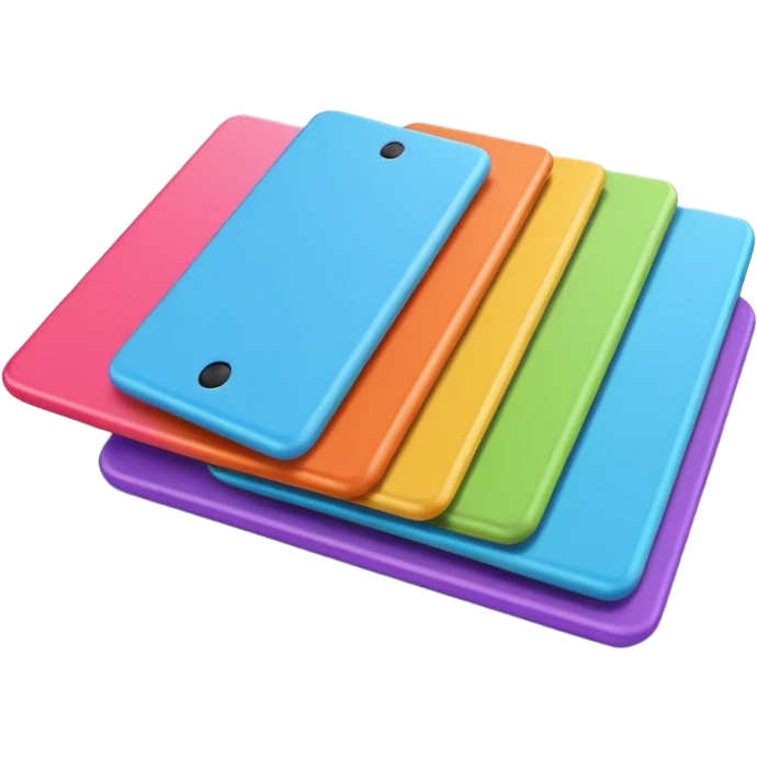 A few 3D cartoon tablets arranged in a neat line, soft shadow below, minimal white background, smooth texture, Memoji-style rendering. emoji