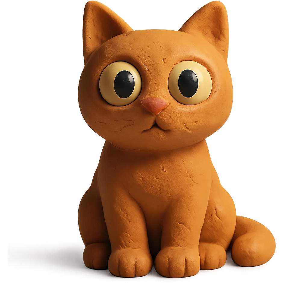cat sitting with big eyes and soft lighting in claymation style emoji
