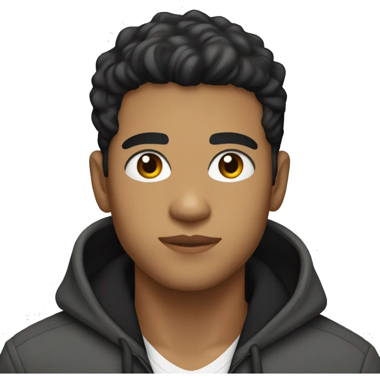 25-year old latino, light-brown skin, with black eyes and short hair, wearing a hoodie under a blazer emoji