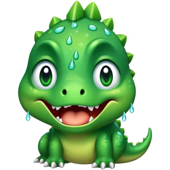 Crying dinosaur with tears emoji
