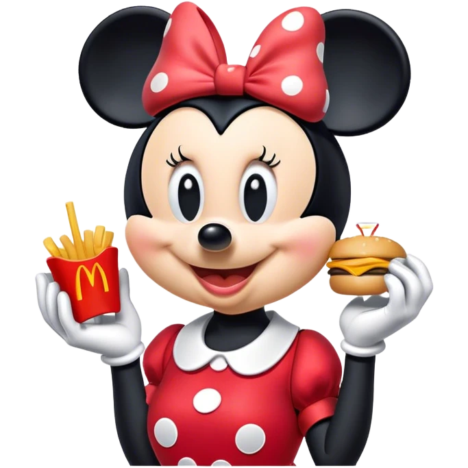 Minnie Mouse eating a McDonald’s happy meal emoji