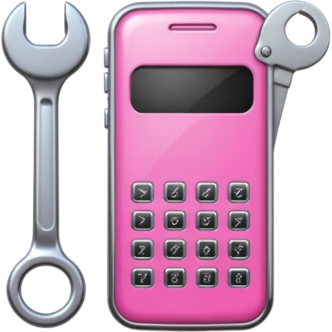 pink cellphone with a wrench emoji